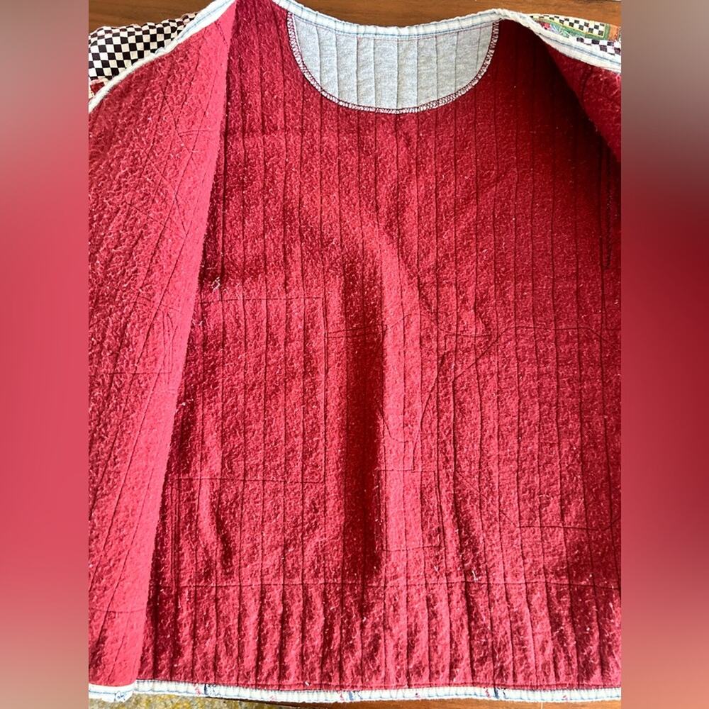 Vintage checkered oversized Cottagecore Farm themed patchwork quilt coat L/XL - Picture 10 of 10